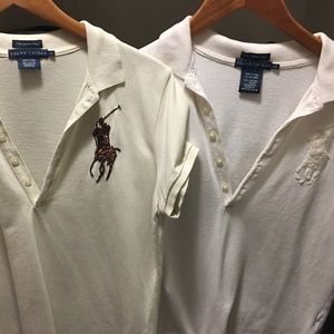 Lot of 2 Ralph Lauren beaded polo pony shirts